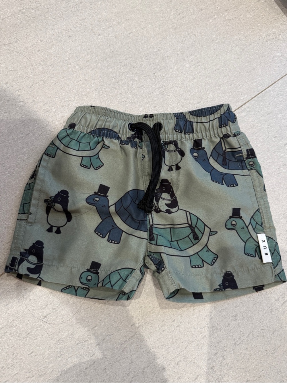 Huxbaby Olive & Teal Turtle Print Shorts